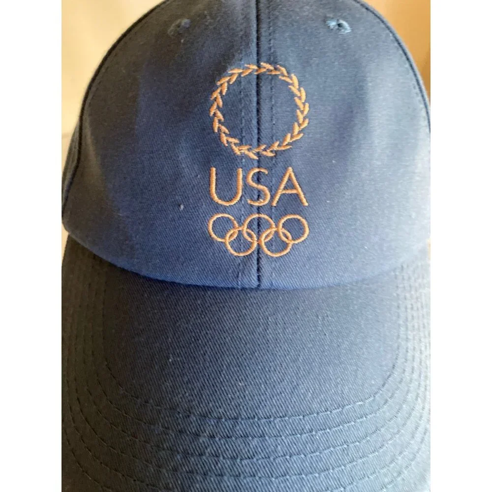 Vintage USA Olympic Blue Baseball Cap‎  Embroidered Flag